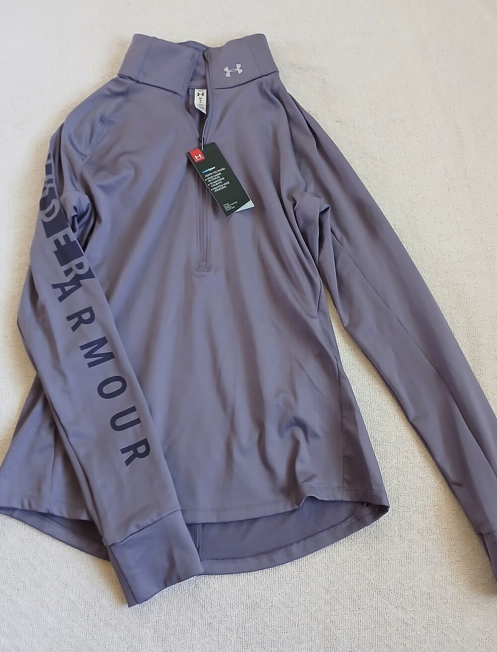 under armour ♡ fitted coldgear logo sleeve quarter zip medium